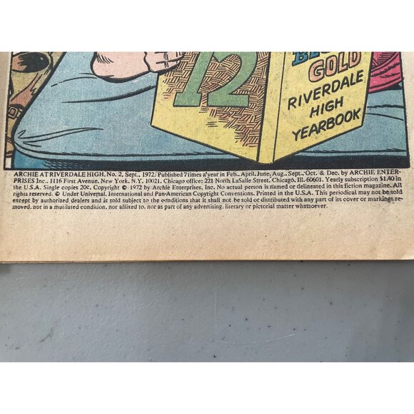 Archie Series Archie At Riverdale High #2 September 1972 Comic Bagged Boarded - Picture 3 of 8